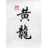 Chinese Yellow Dragon Calligraphy Symbols Painting