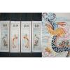 Chinese Dragon Phoenix Art Scroll Painting Set