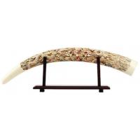 Chinese Dragons Tusk Sculpture on Wood Base